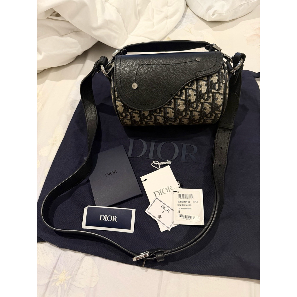 Preloved like new Dior Mini Saddle Oblique Roller Bag with Strap