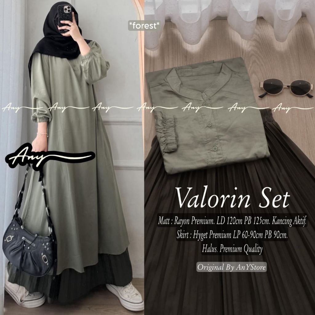 valorin set tunik mix rok plisket mix long tunik polos - FAZA SET ROK - SETELAN TUNIK FAZA SET BY AN