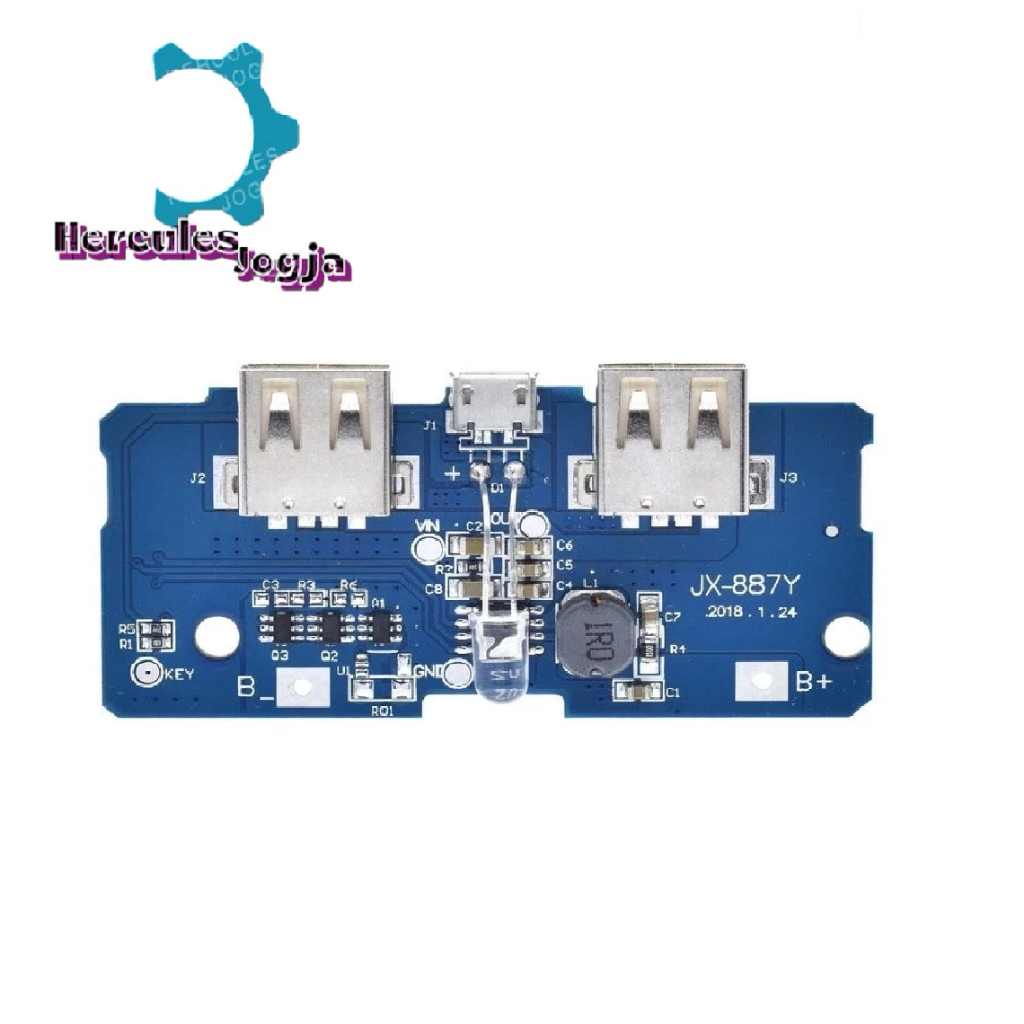 Modul Powerbank Dual USB Output 5V 2A 4 Led Indicator