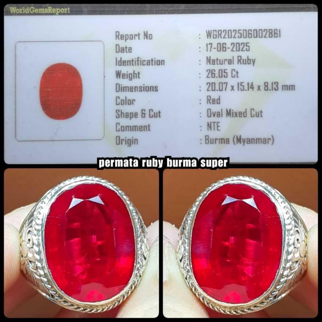 original batu Ruby delima Burma jumbo asli tambang