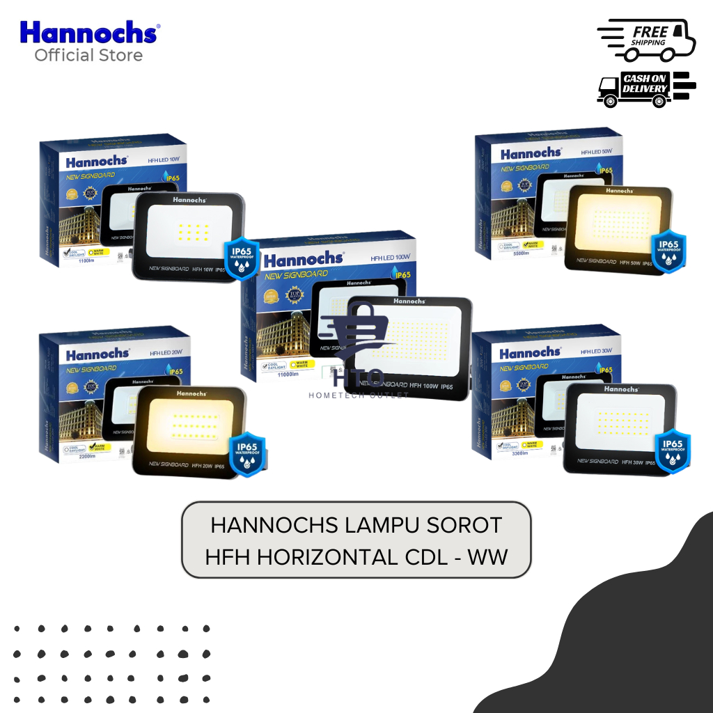 HANNOCHS Lampu Sorot HFH-10W HFH-20W HFH-30W HFH-50W HFH-100W CDL 10 20 30 50 100 Watt Cahaya Putih 