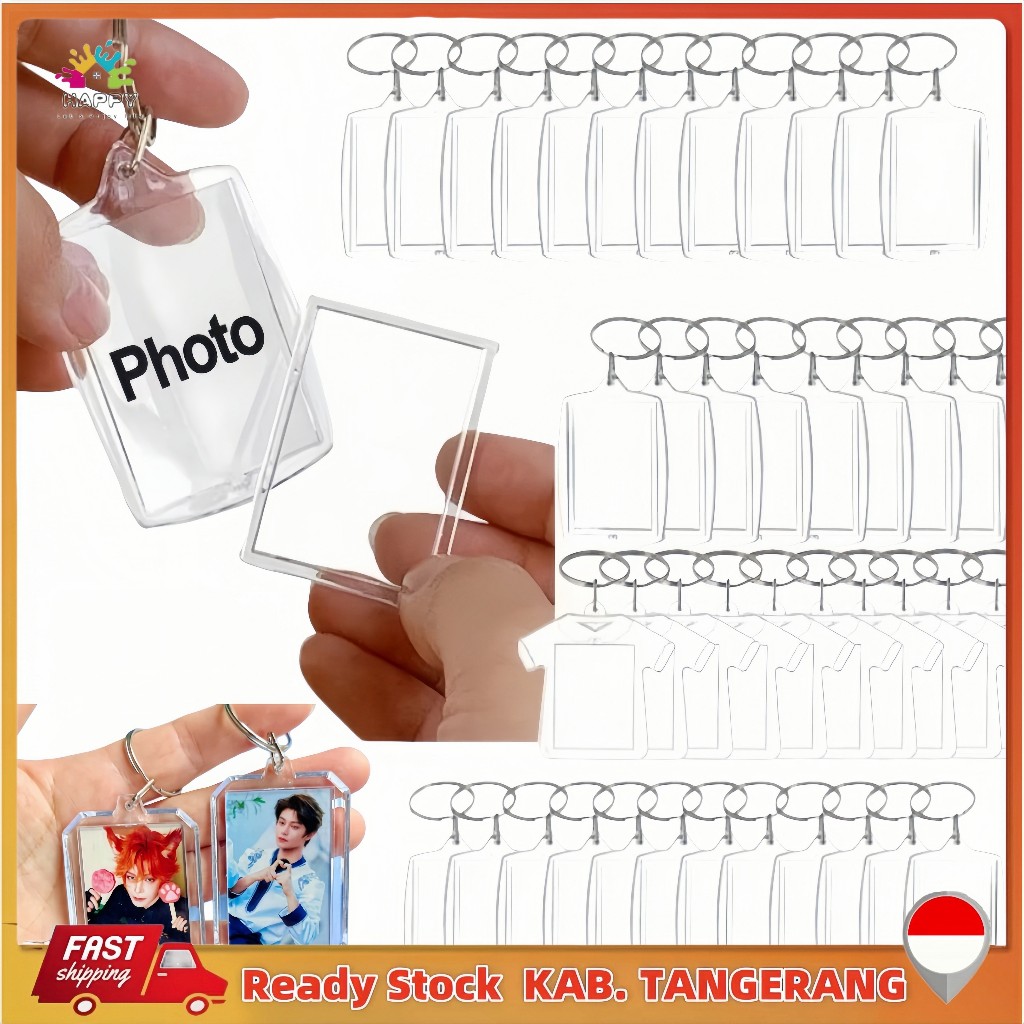 100/50PCS Gantungan Kunci Ganci Akrilik Insert Paper / Akrilik Bening Polos / bahan gantungan kunci