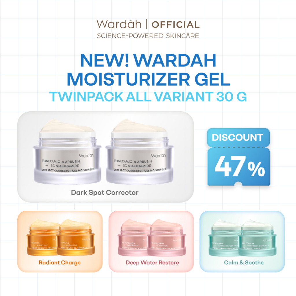 WARDAH Gel Moisturizer Twinpack All Series - Calming, Brightening, Soothing, Clarifying, Refining, C