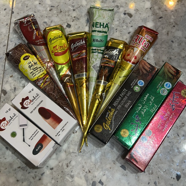 HENNA HENA TANGAN HENA KUKU PUTIH MARUN COKLAT HITAM