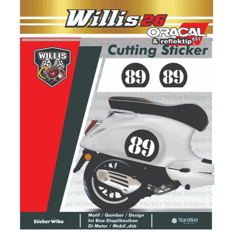 STRIPING VESPA / STICKER / STIKER / CUTTING / VESPA / ANGKA / NOMOR / STIKER CUTTING VESPA MATIC / A