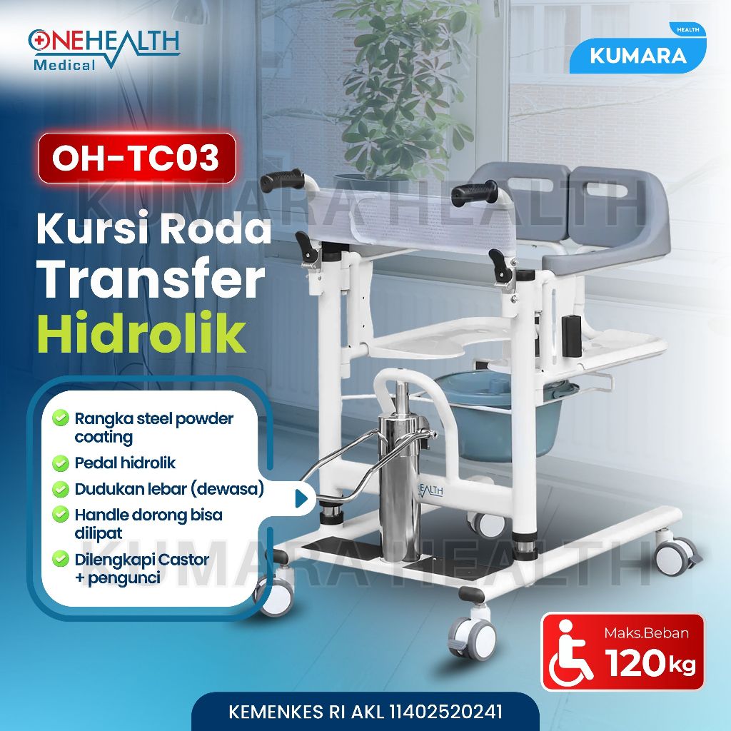 ONEHEALTH - Hydraulic Transfer Chair & Commode OH-TC03 | Kursi Commode | KUMARA