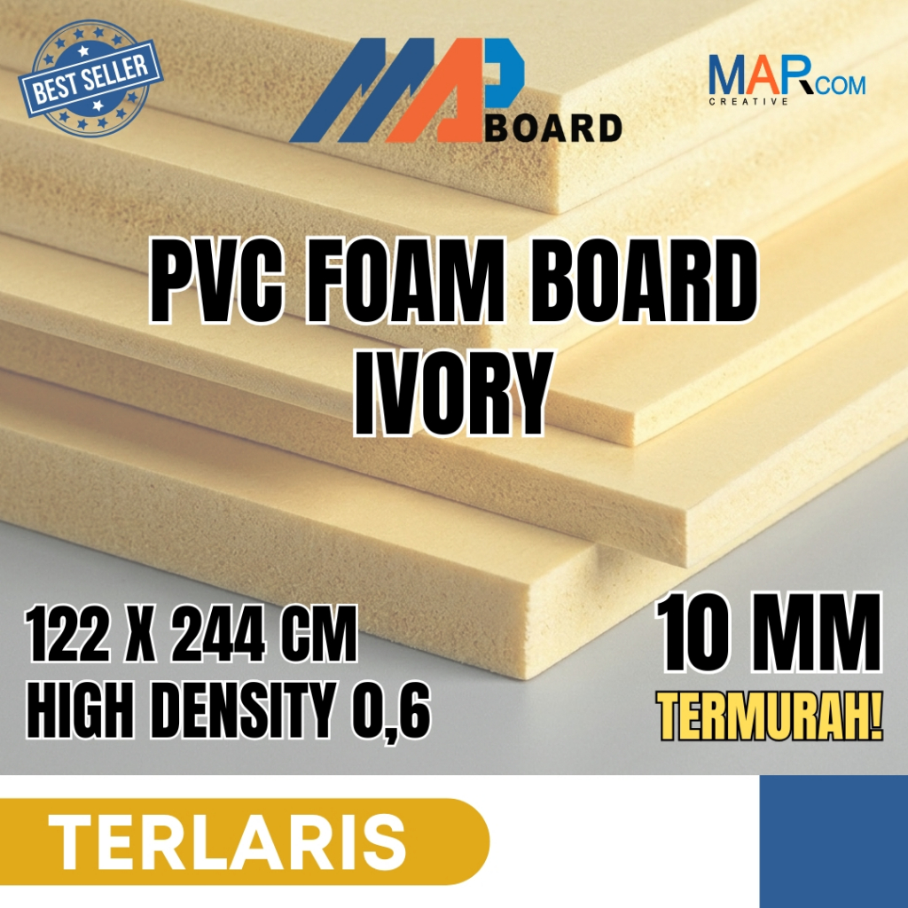 MAP BOARD - PVC Foam Board ivory / MAP Board IVORY Keras 10mm Ukuran 122x244