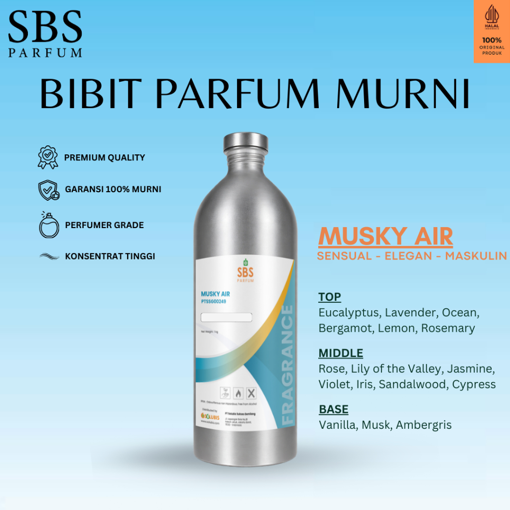 SBS Bibit Parfum Murni - 500ml 1000ml - [Musky Air] Tahan Lama Aroma Maskulin Fresh Spicy Import Tan