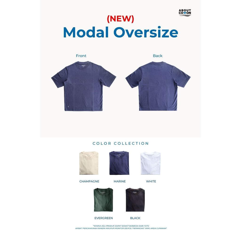 ABOUT COTTON Kaos Oversize Cotton Modal Tencel Pilihan Warna 1