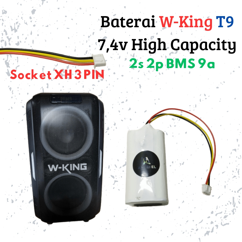 Baterai W-King T9 7,4v Kapasitas Besar Socket XH 3 Pin