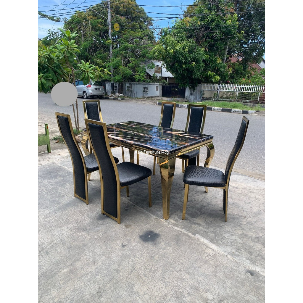 Meja Makan Marmer Import 6 Kursi