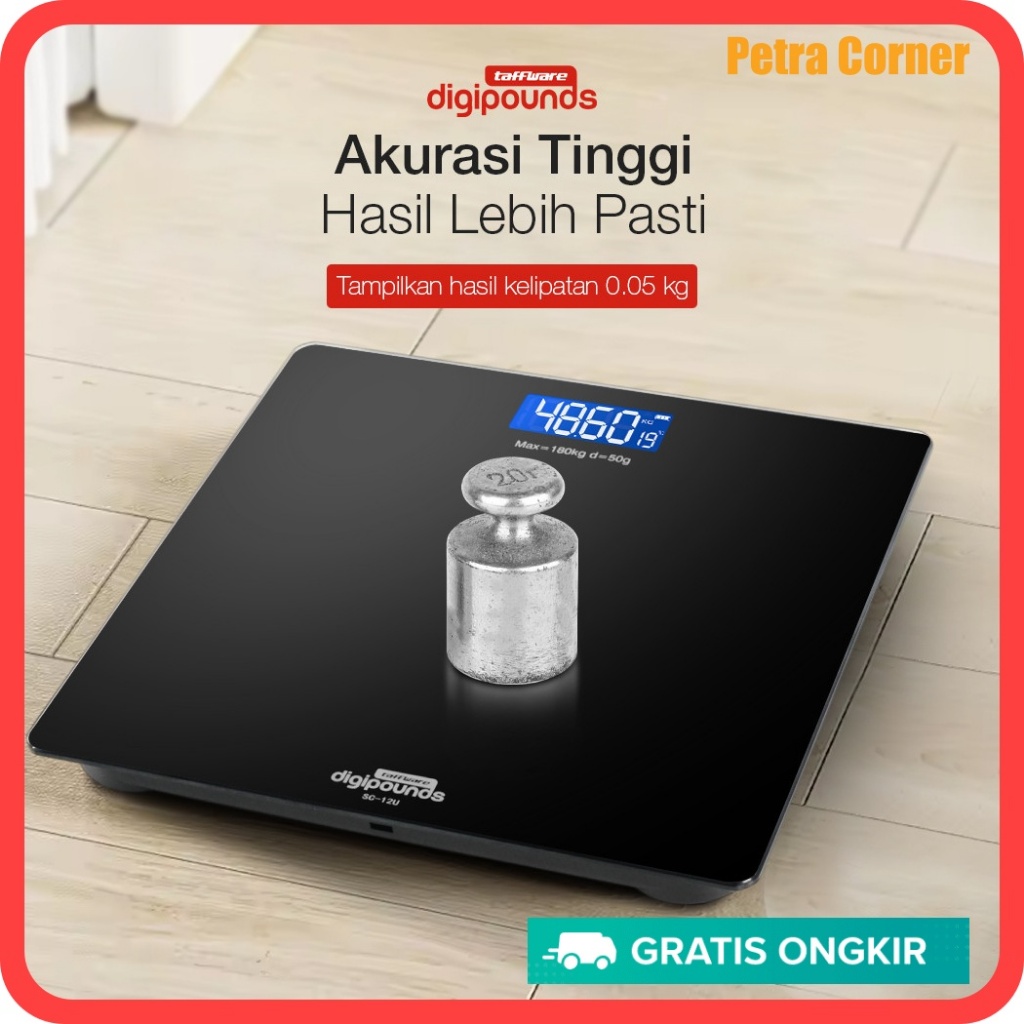 Timbangan Badan Digital Taffware Digipounds Timbangan Badan Digital Scale Rechargeable 180kg