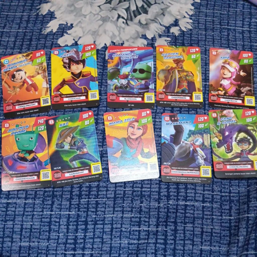 10 kartu boboiboy hadiah choki ada boboiboy gempa season 1