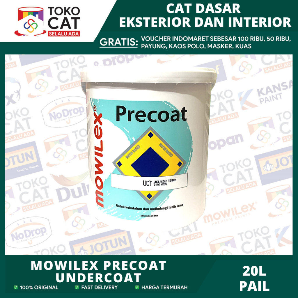 Cat Dasar Tembok Luar Dan Dalam Mowilex Precoat Undercoat  Warna Putih 20 Liter Pail INSTANT SAMEDAY