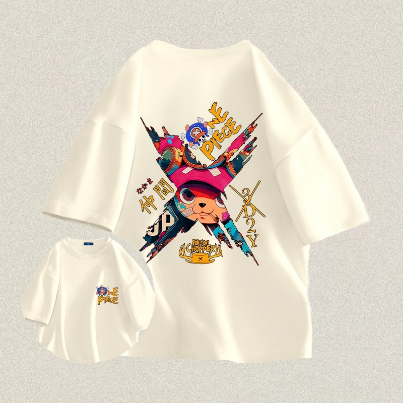 RENELLE Baju Kaos Oversize Pria | Tema Chopper Topi Jerami Kartun Klasik | Kaos Pria Distro Original