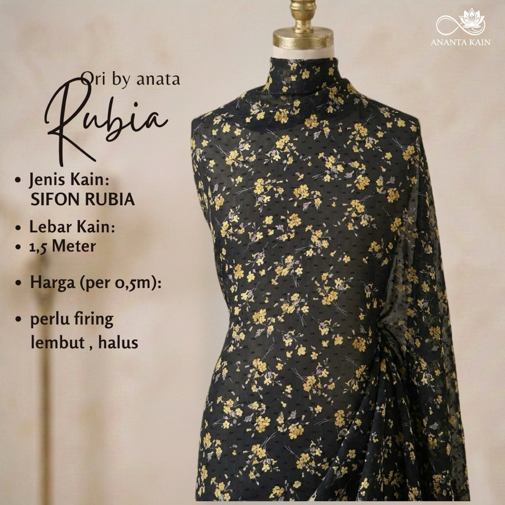 kain sifon rubia motif bunga premium - bahan kebaya dan outer halus lembut