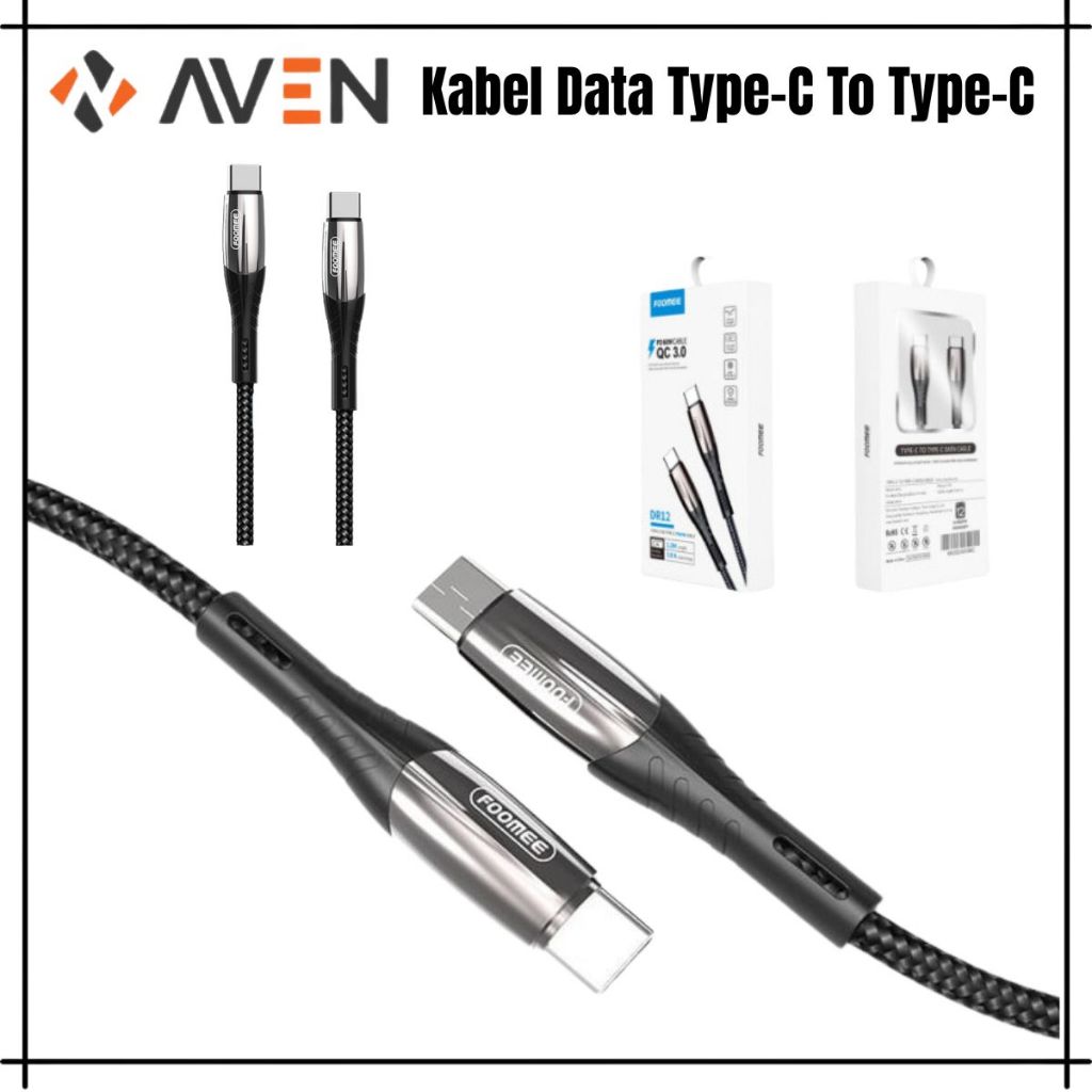 AVEN Kabel Data Foomee DR12 Type-C To Type-C PD60W 120Cm QC 3.0 Fast Charge