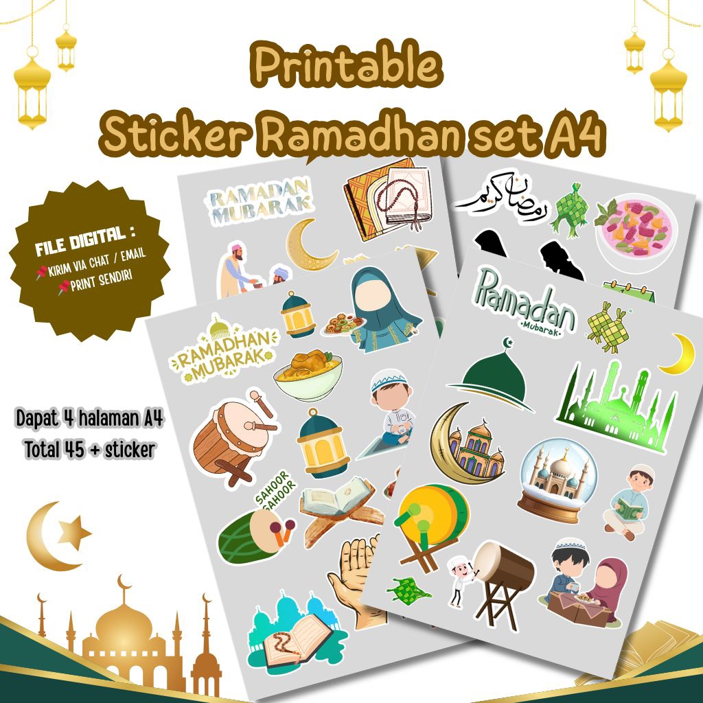 Printable Sticker Ramadhan set A4
