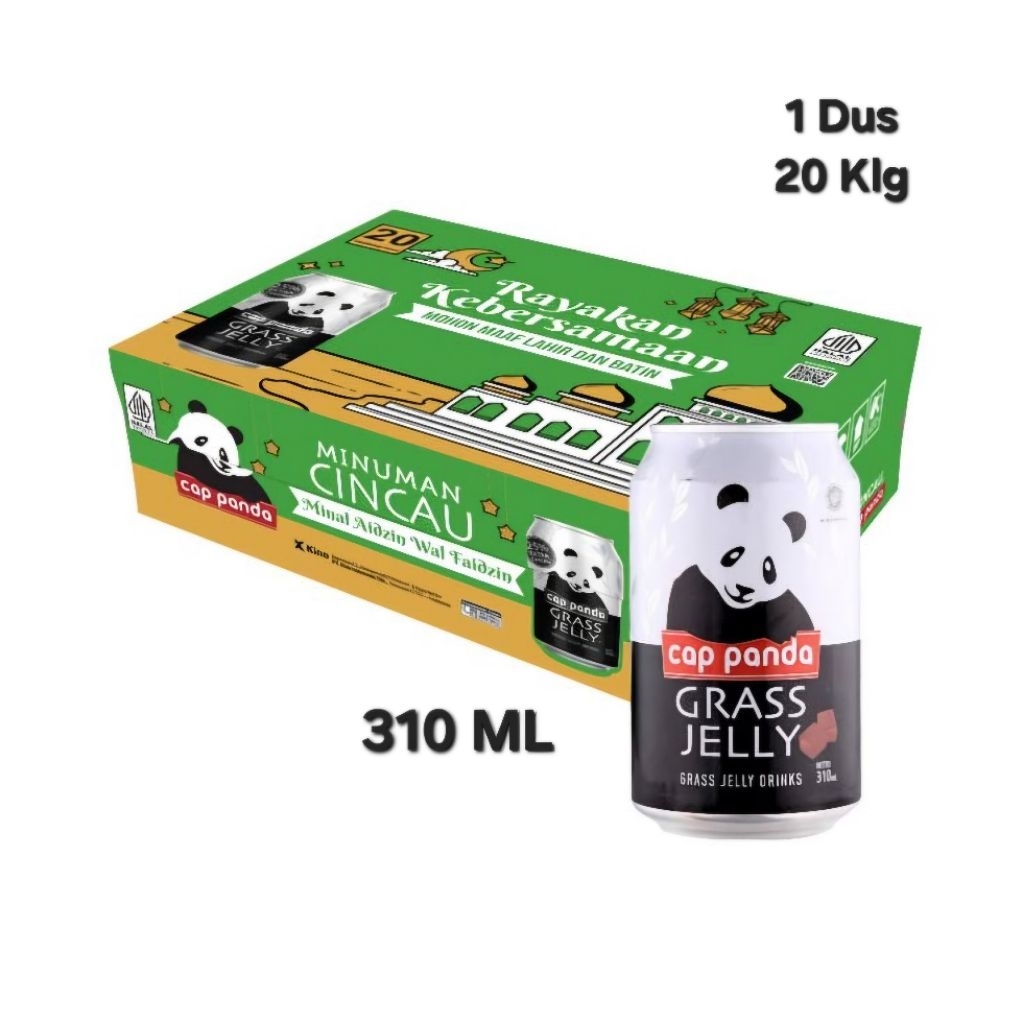 Minuman Cincau Cap Panda - Minuman Cincau Hitam Segar (Karton Isi 20 Kaleng)