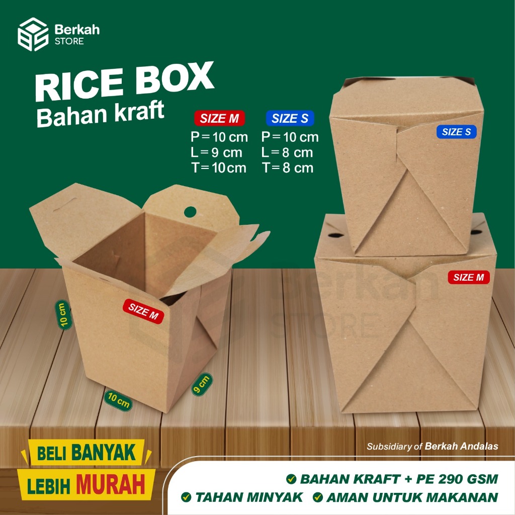 RICE BOX / FOOD PAIL / BAHAN KRAFT / RICE BOWL / MAKANAN / LUNCH BOX