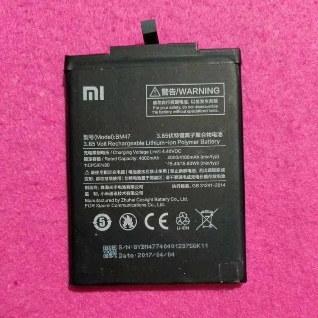 BATRAI BEKAS XIAOMI 4X MODEL BM47 COPOTAN!!