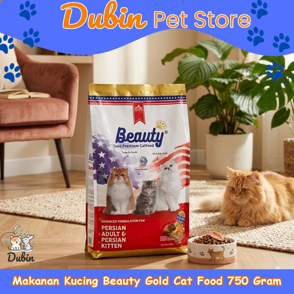 Makanan Kucing BEAUTY GOLD PERSIAN 750 gram - makanan kucing persian Adult Kitten - Makanan Kucing A