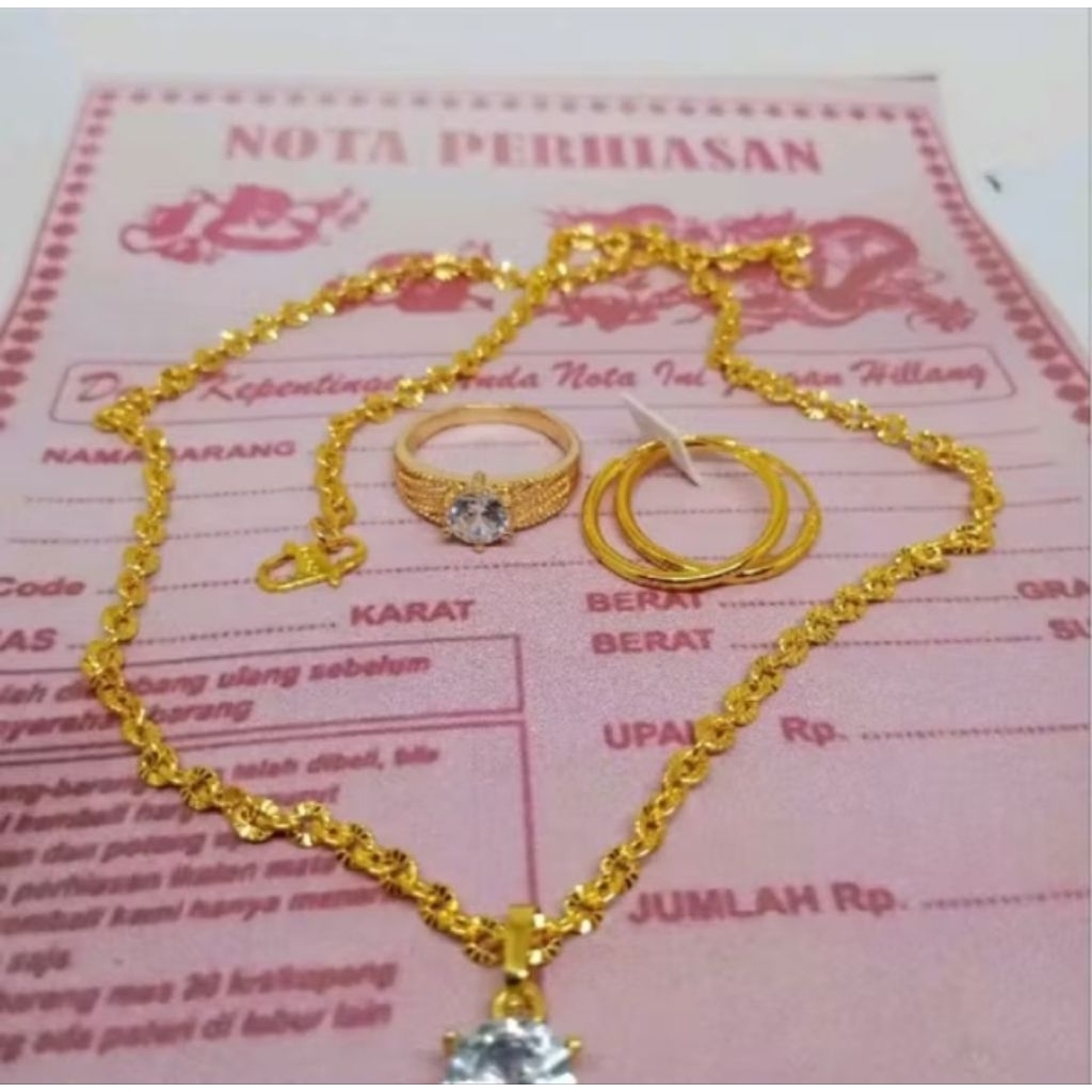 SET  Perhiasan Wanita Lapis Koin Titanium Anti Luntur