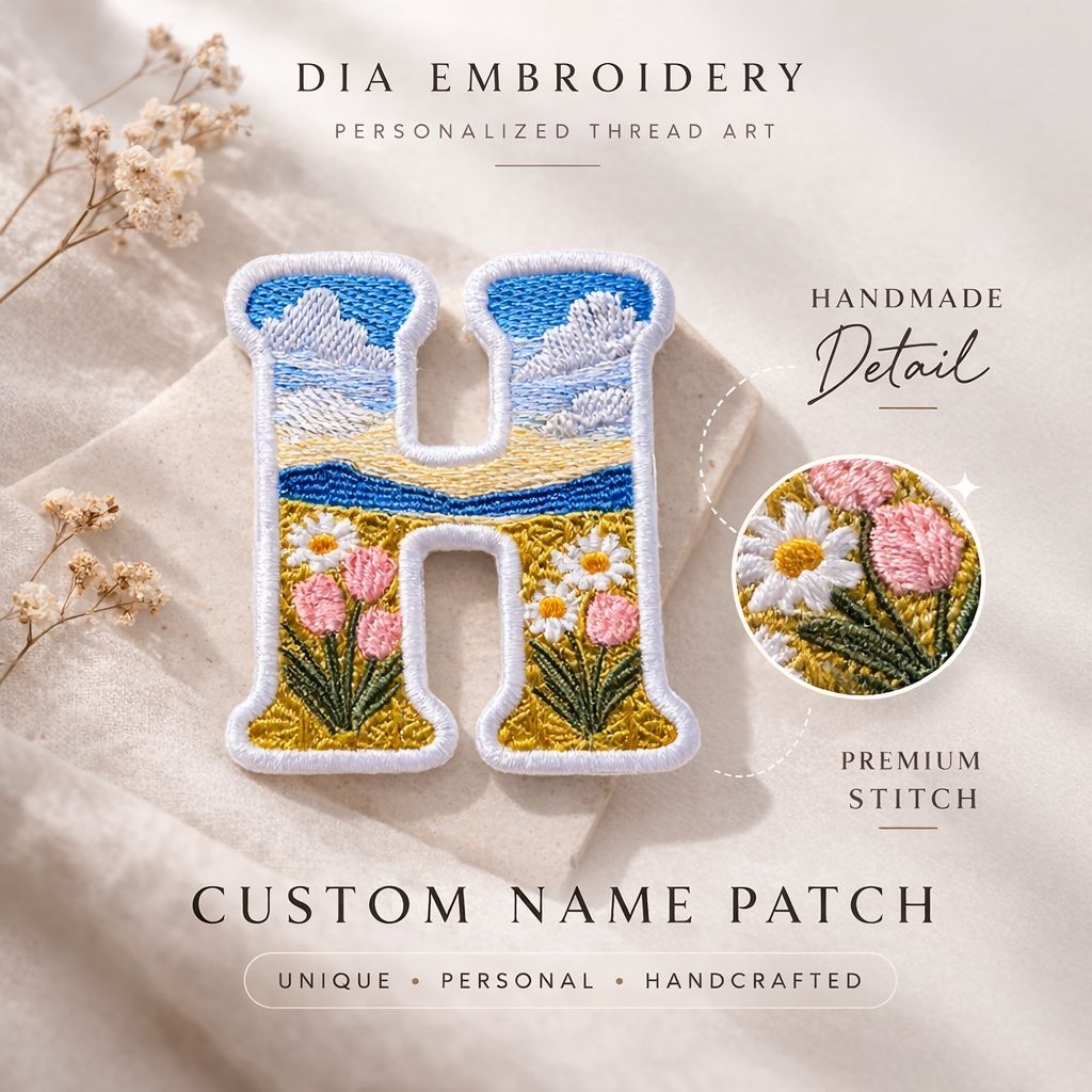 Custom Patch Huruf Nama Bordir Handmade | Kado Anniversary, Wisuda, Ulang Tahun | Handmade Indonesia