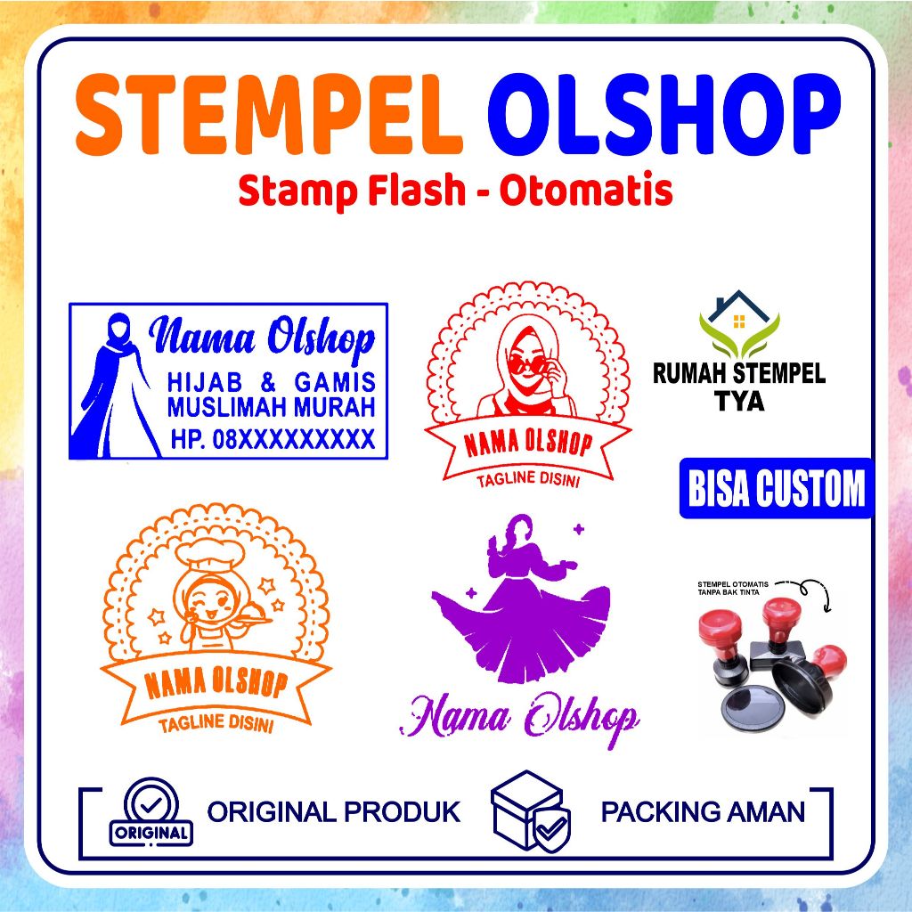 Stempel  Olshop Custom Logo / Stempel OLSHOP OTOMATIS / Stempel Siap Pakai Praktis