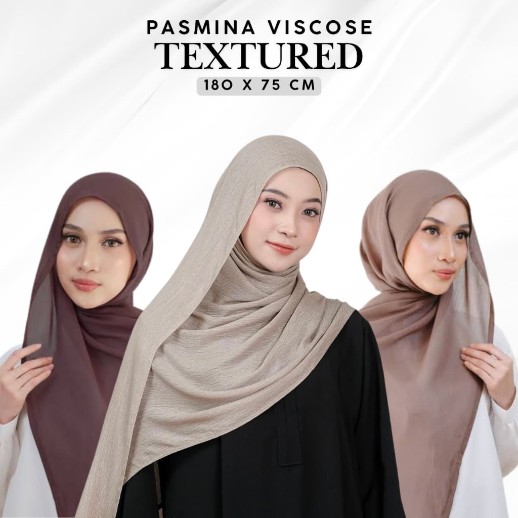 HIJAB KEYVA - Phasmina Viscose Texture  Premium Lembut dan Adem Size 180 X 75CM Kekinian Cantik