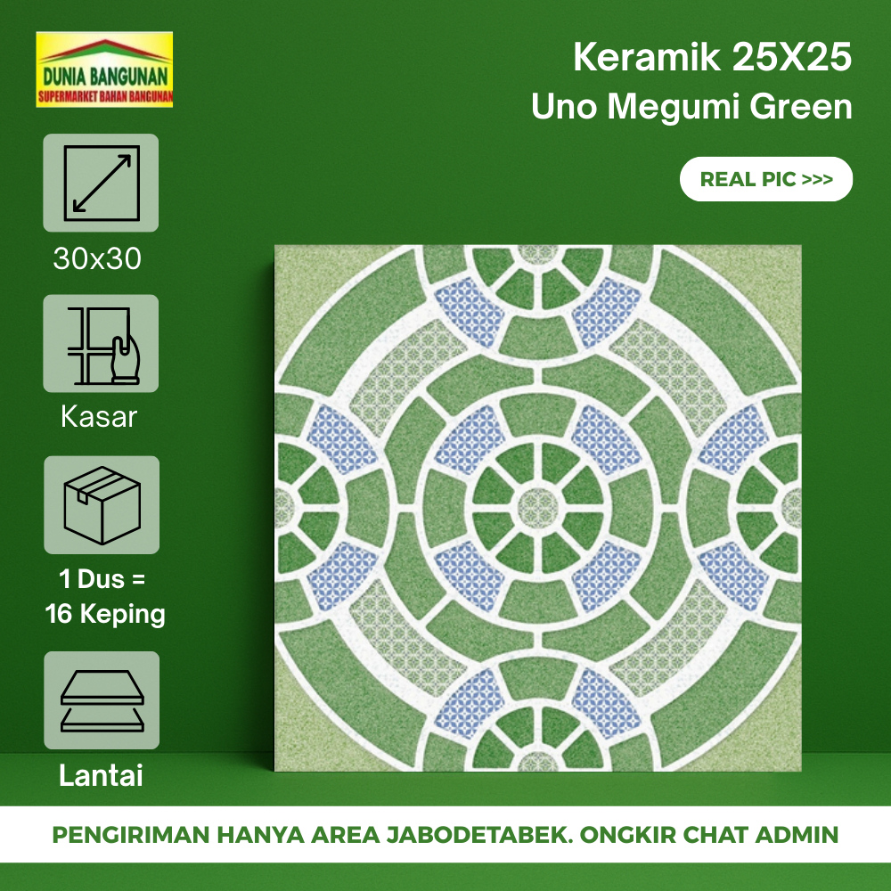 Keramik 25x25 Keramik Lantai Kamar Mandi UNO 25X25 Megumi Green KW1 Keramik Lantai Kasar