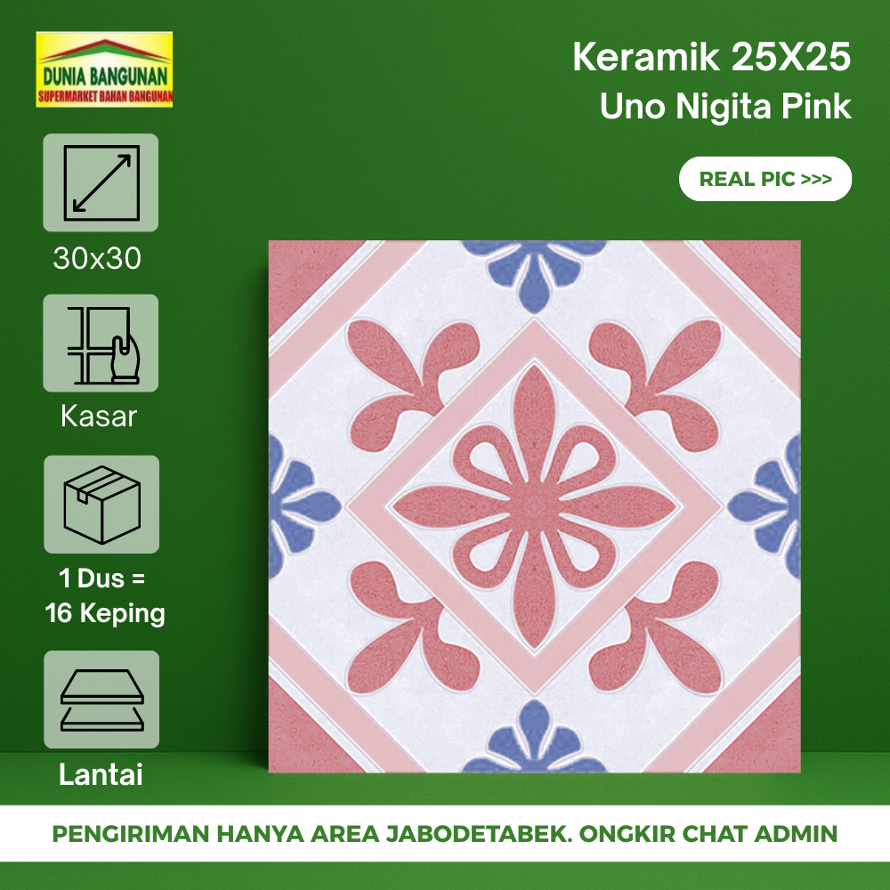 Keramik 25x25 Keramik Lantai Kamar Mandi UNO 25X25 Nigita Pink KW1 Keramik Lantai Kasar