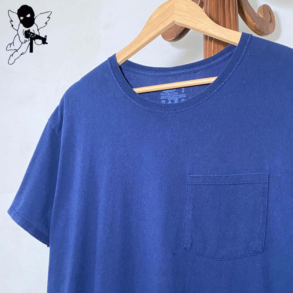 Original 2012 Fruit of the Loom Blank Indigo blue pocket tshirt