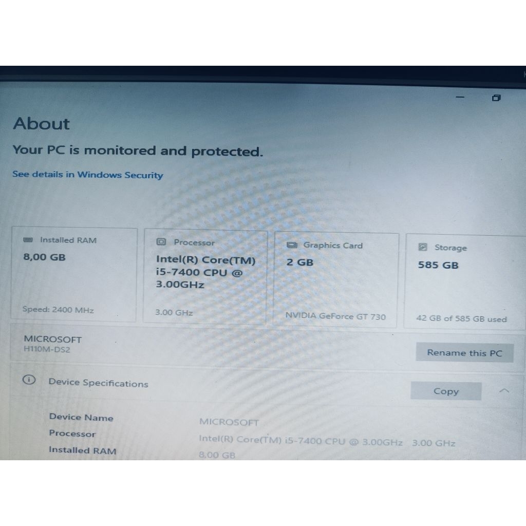 CPU komputer i5 7400 gigabyte H110