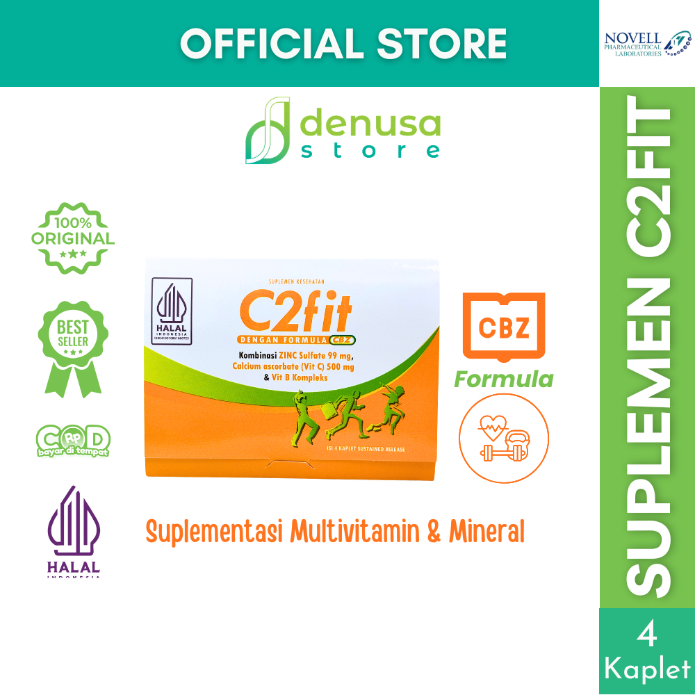 C2FIT Dengan Formula CBZ 1 Catch Cover 4 Kaplet Sustained Release | vitamin B complex Vit C Zinc