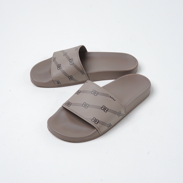 PRELOVED Sandal BALENCIAGA MONOGRAM TAUPE SLIDE 100% ORIGINAL