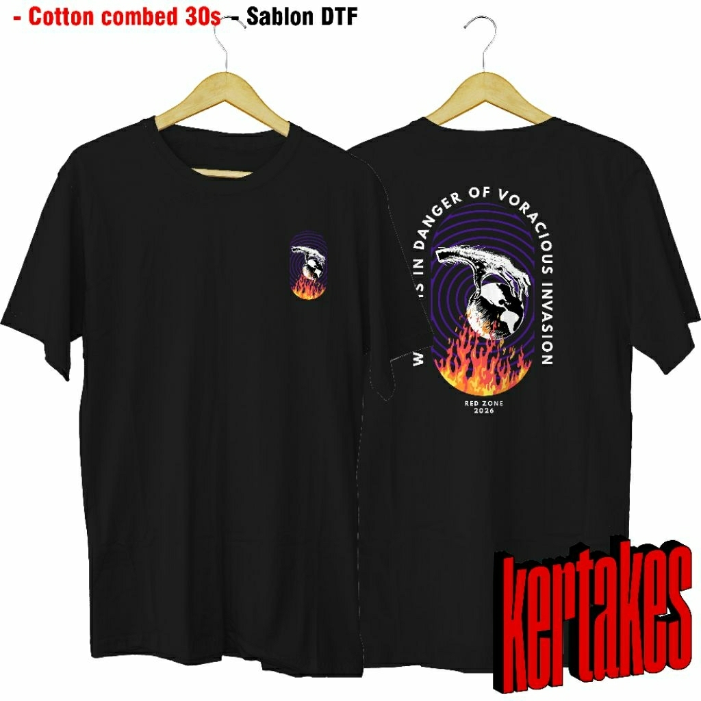 Kertakes T-shirt Kaos Pria Wanita Red Zone