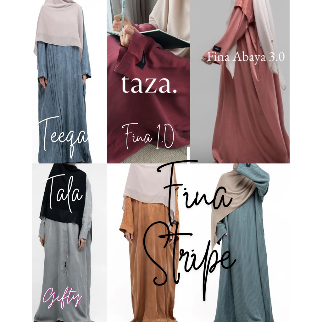 TAZA Teeqa Fina 1.0 Stripe Couture NO PAY LATER Fina 3.0 Shila 3.0 Abaya Deep Rouge Salmon Pink Blac
