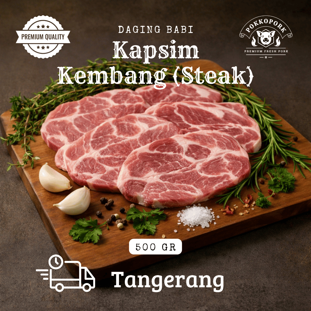 Daging Babi Kapsim Kembang Vacuum Frozen Fresh Premium 500 gr Steak Grill BBQ | Pokkopork