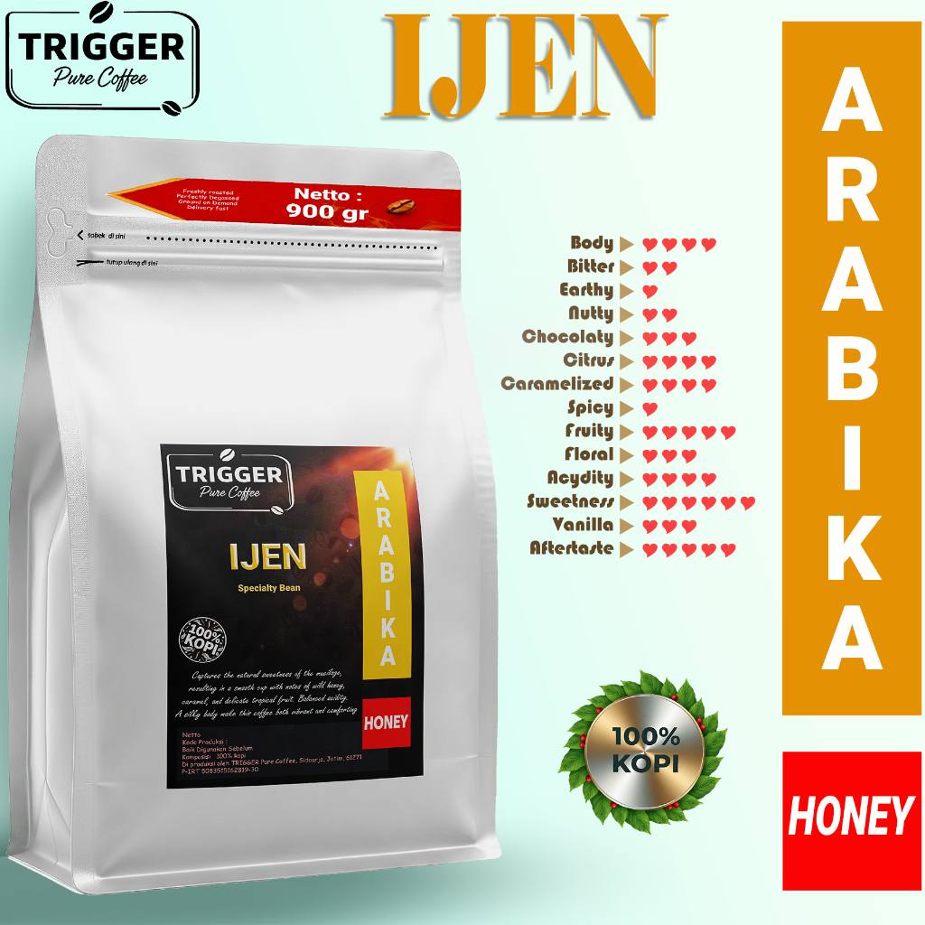 TRIGGER PURE COFFEE ARABIKA HONEY Process IJEN Specialty Kopi Fine Biji Sortir Petik Merah