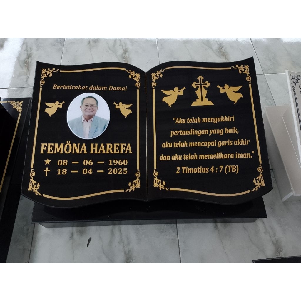 Batu Nisan Kristen Full Dudukan UK 60x40cm