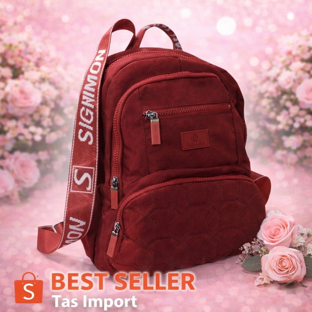 Tas Ransel Wanita Import China SIGHMON Maroon