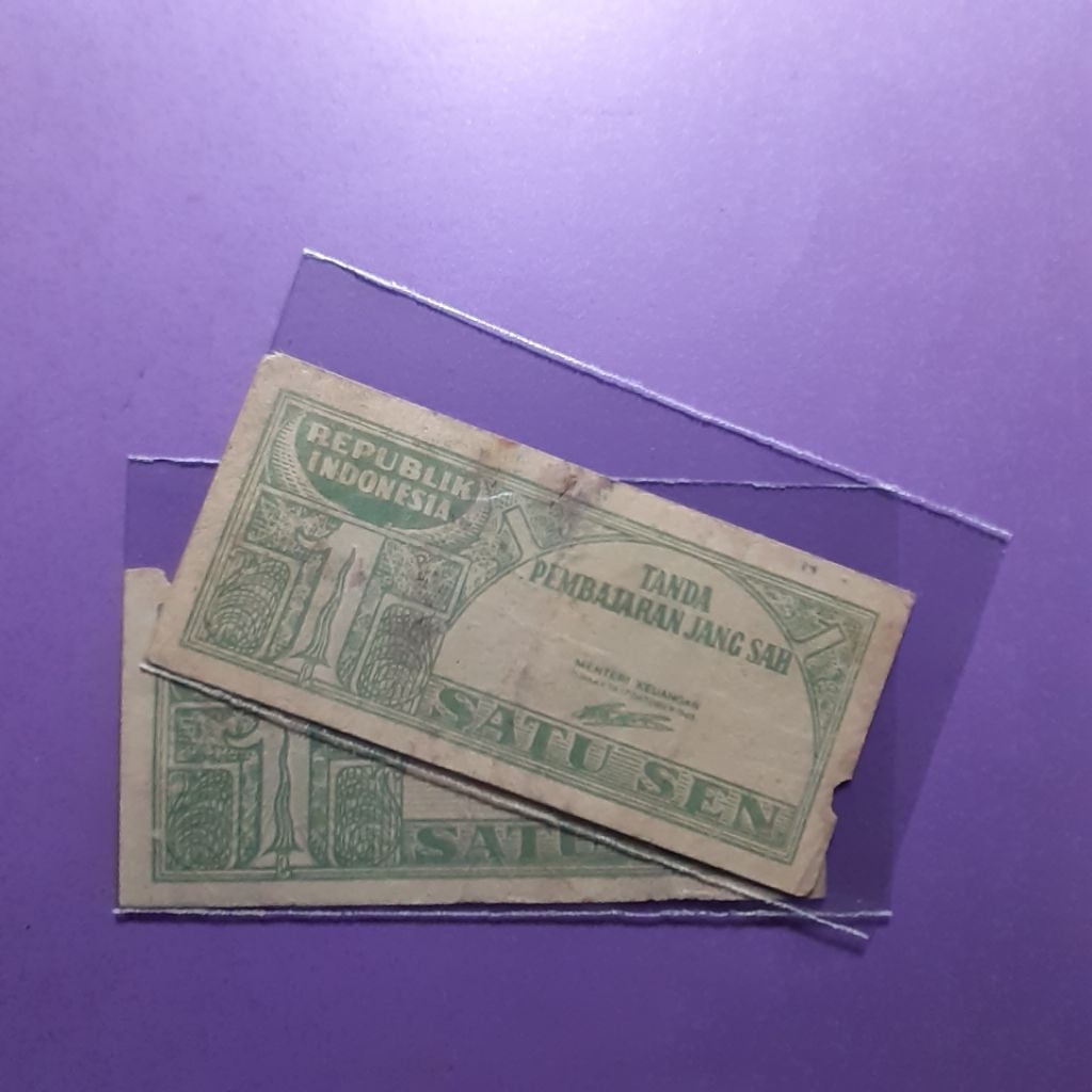 uang kuno 1 sen ori tahun 1945