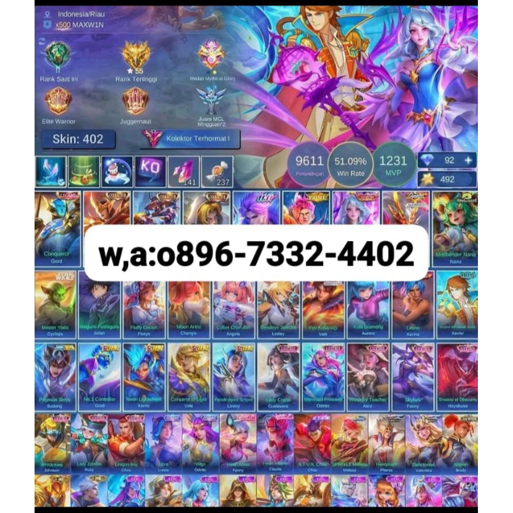 jual akun ml harga mumer sultan