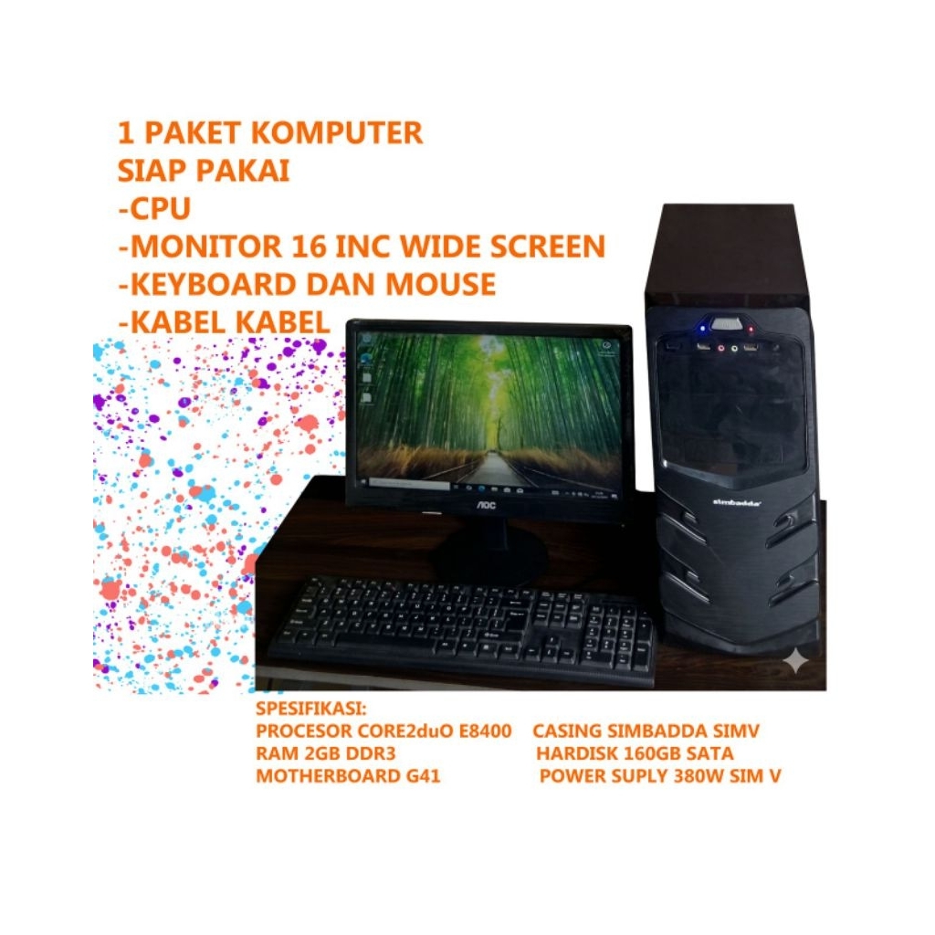 PC fullset monitor 16 inc keyboar  mouse komputer fullset