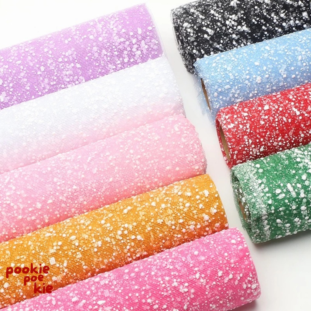 1 ROLL Kain Tile Salju Per Roll Untuk Buket Pita Satin Pemanis Buket Snow Wrapping Bouquet
