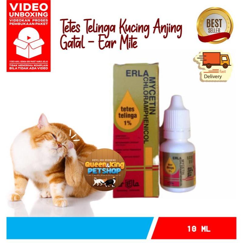 Tetes Telinga Kucing Anjing ERLA Mycetin 1% 10 ML Untuk Gatal Ear Mite
