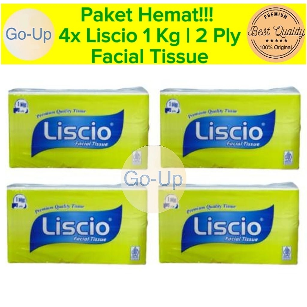 [Paket Bundling 4 Pack] Tisu LISCIO Facial Tissue 1000 Gram 2 Ply Tisu Wajah 1 Kg 2 Ply Murah Grosir