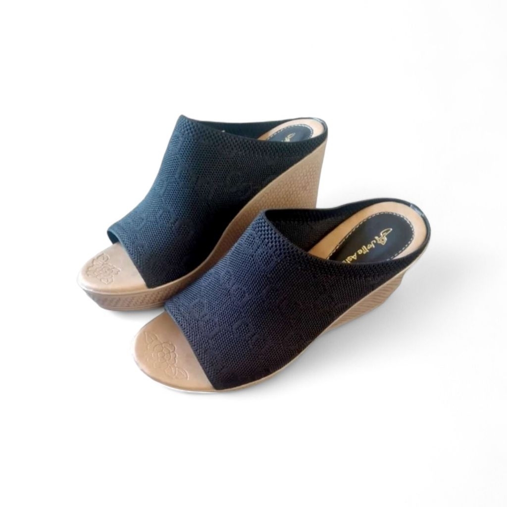 Jolie Ashley Aurel Sandal Wanita Wedges Knit | Sandal Selop Wanita Elegan Nyaman | Sandal Fashion Wa