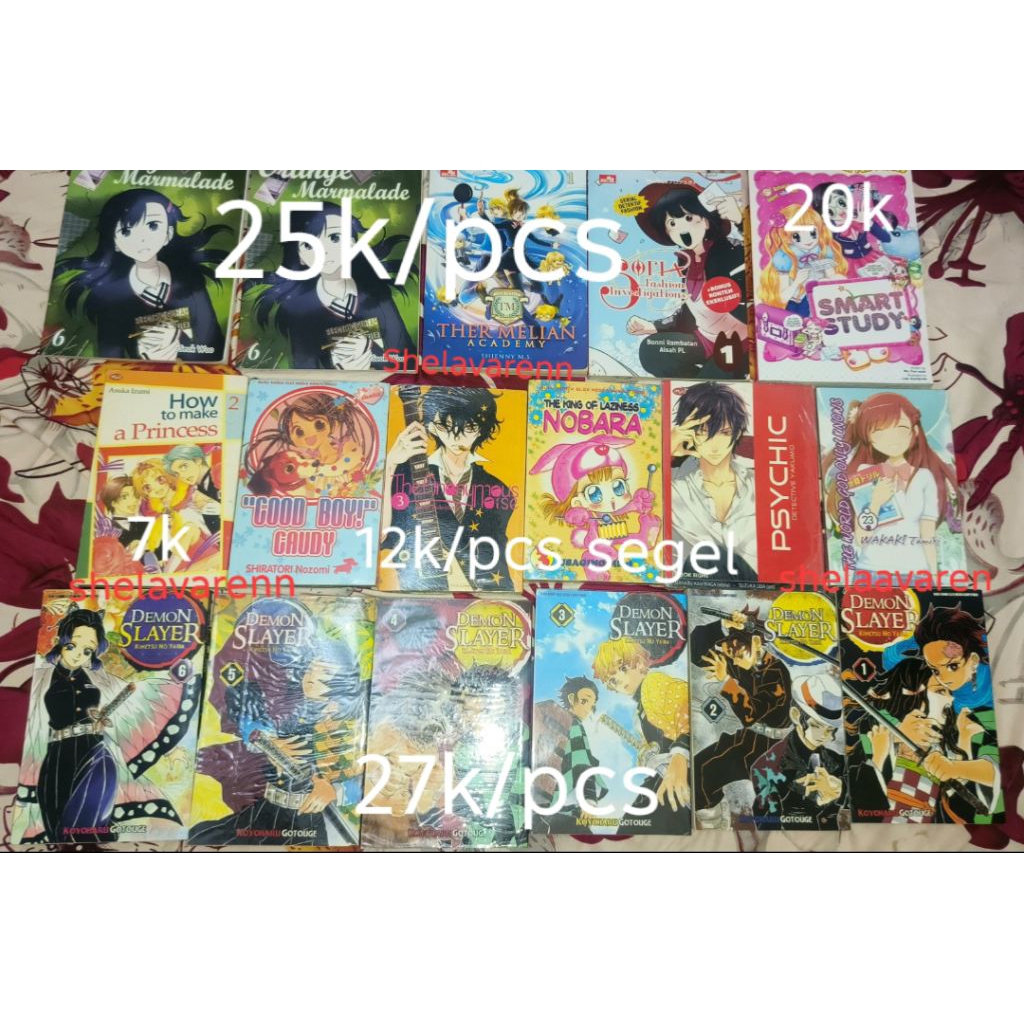 Preloved Buku komik/manga ORI GRAMEDIA (Demon slayer/Kimetsu No Yaiba, Orange marmalade, sofia, dll)